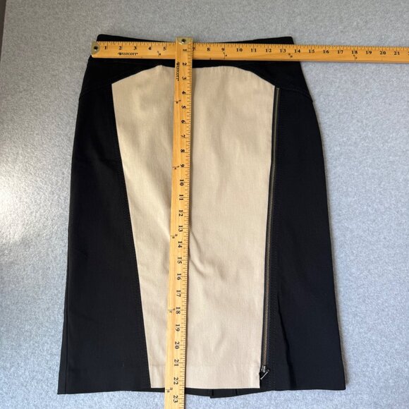 Renuar Womens Black Cream Colorblock Pencil Skirt‎ Classic Knee Length Size 2 - Picture 2 of 14